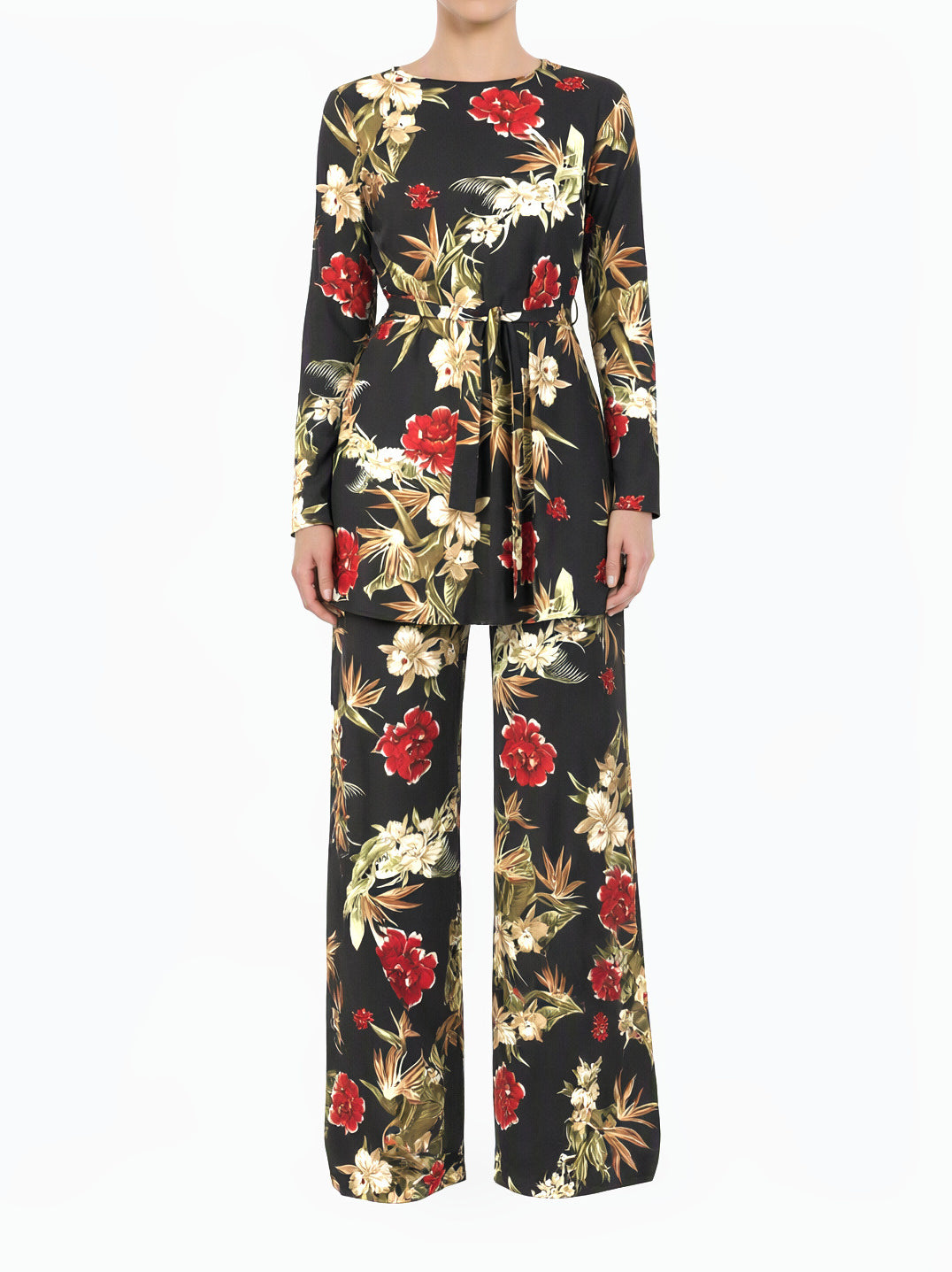Black floral Modest Matching set