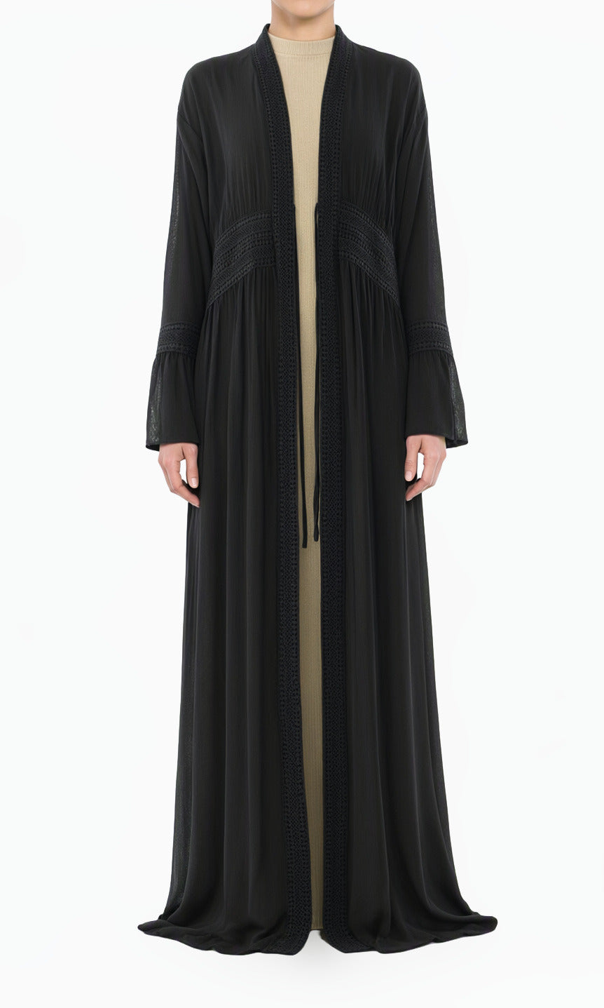 Black Hayati embroidery detail chiffon abaya