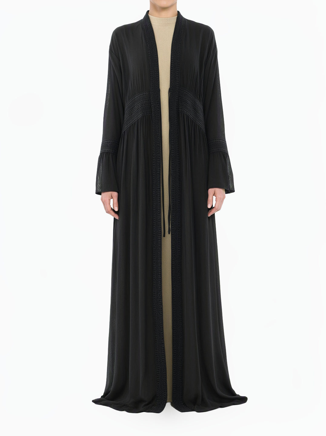 Black Hayati embroidery detail chiffon abaya