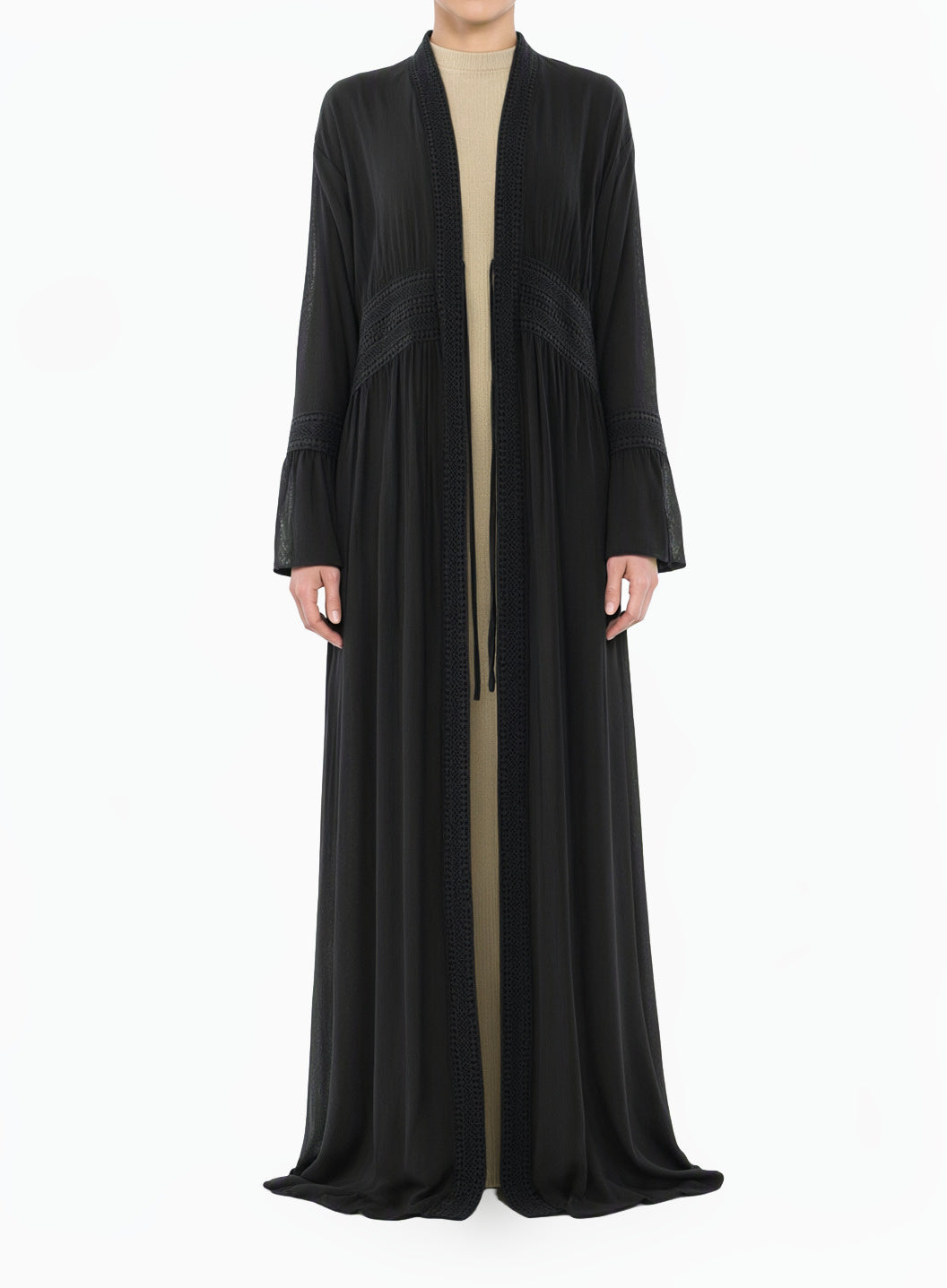 Black Hayati embroidery detail chiffon abaya