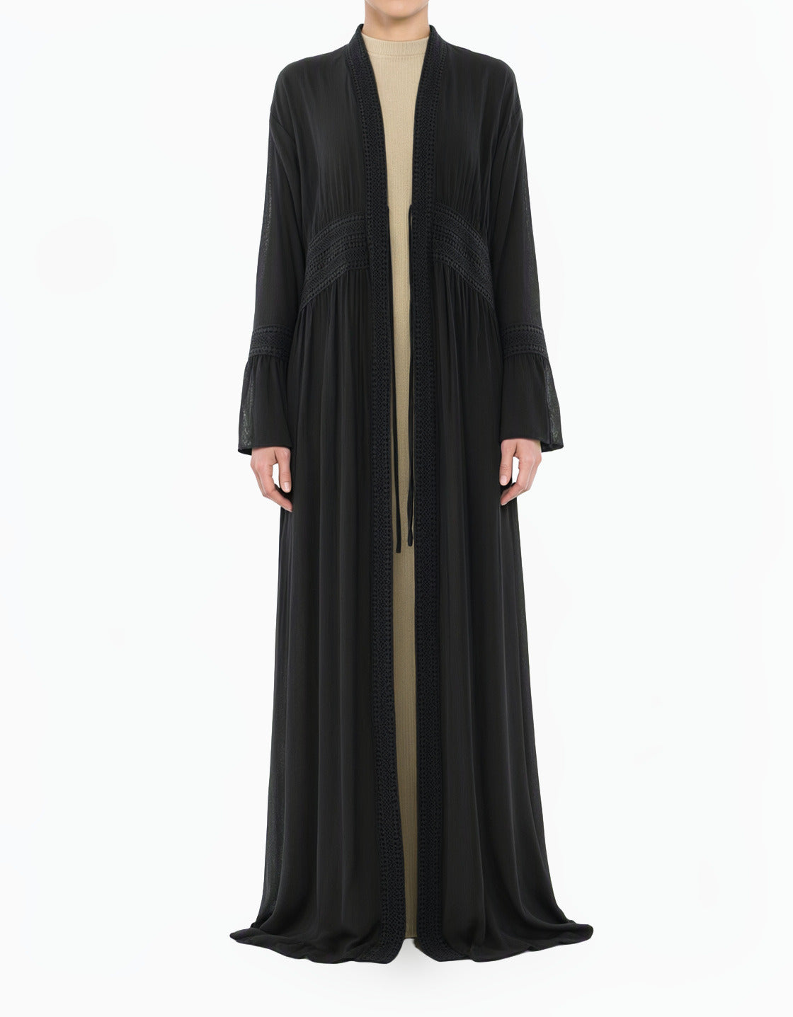 Black Hayati embroidery detail chiffon abaya