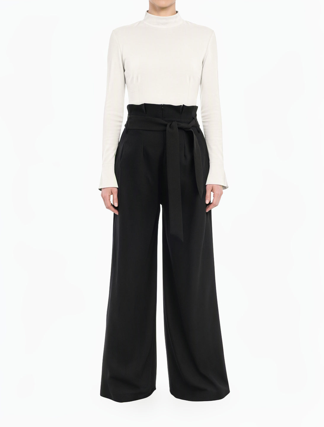 Black high waist pleats modest trousers