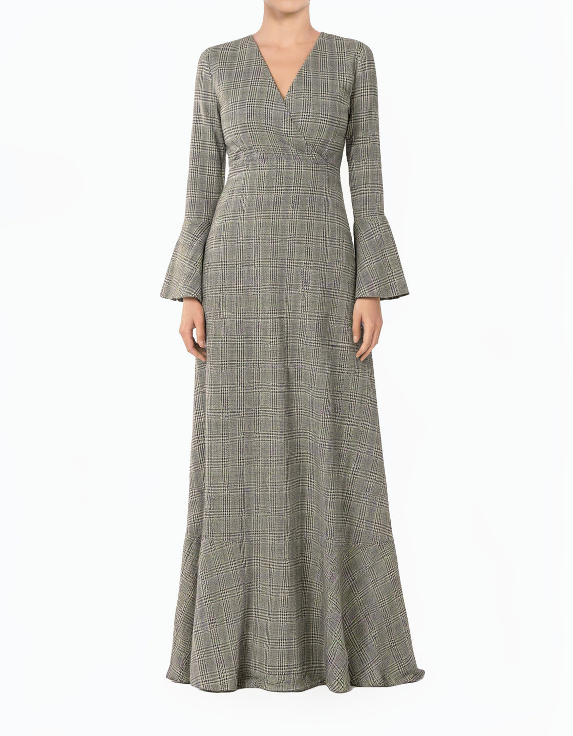 Black Houndstooth Modest Maxi Dress B