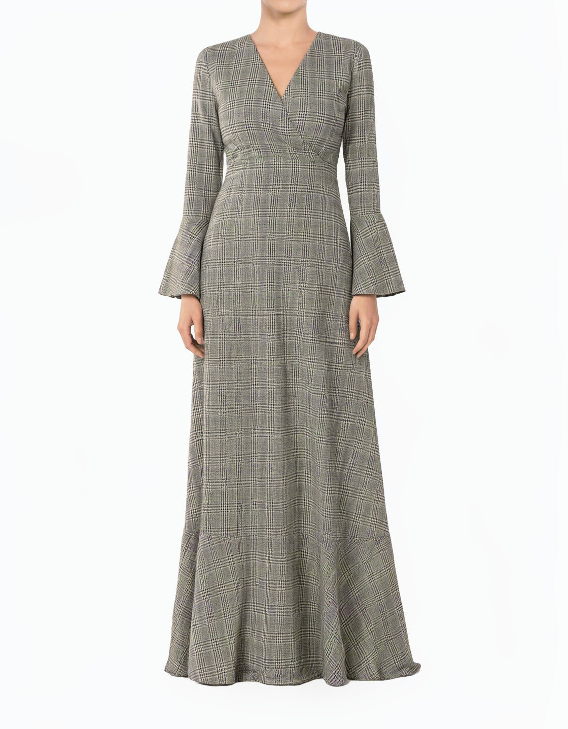 Black Houndstooth Modest Maxi Dress B