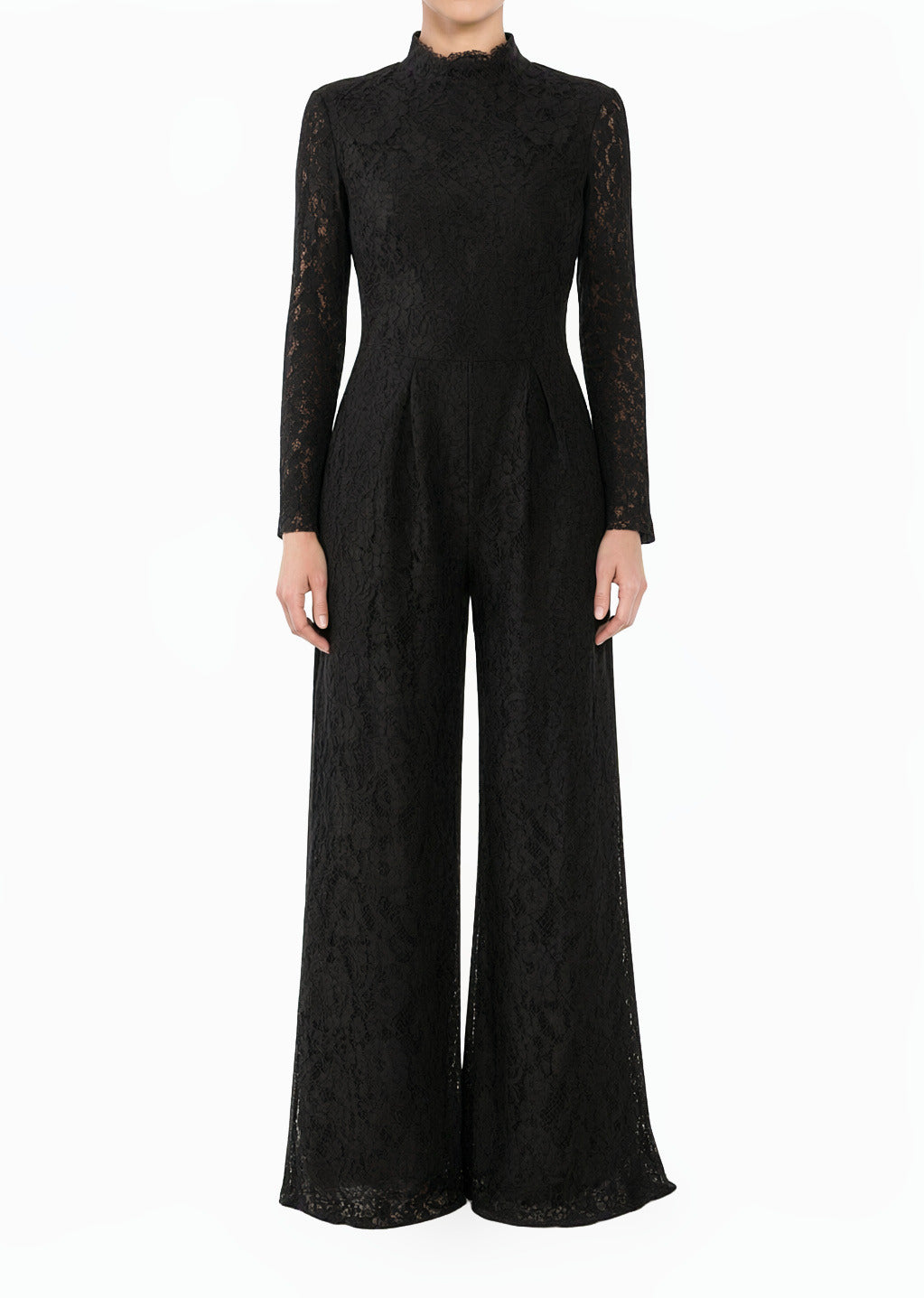 Black Lace long sleeve modest JUMPSUITS