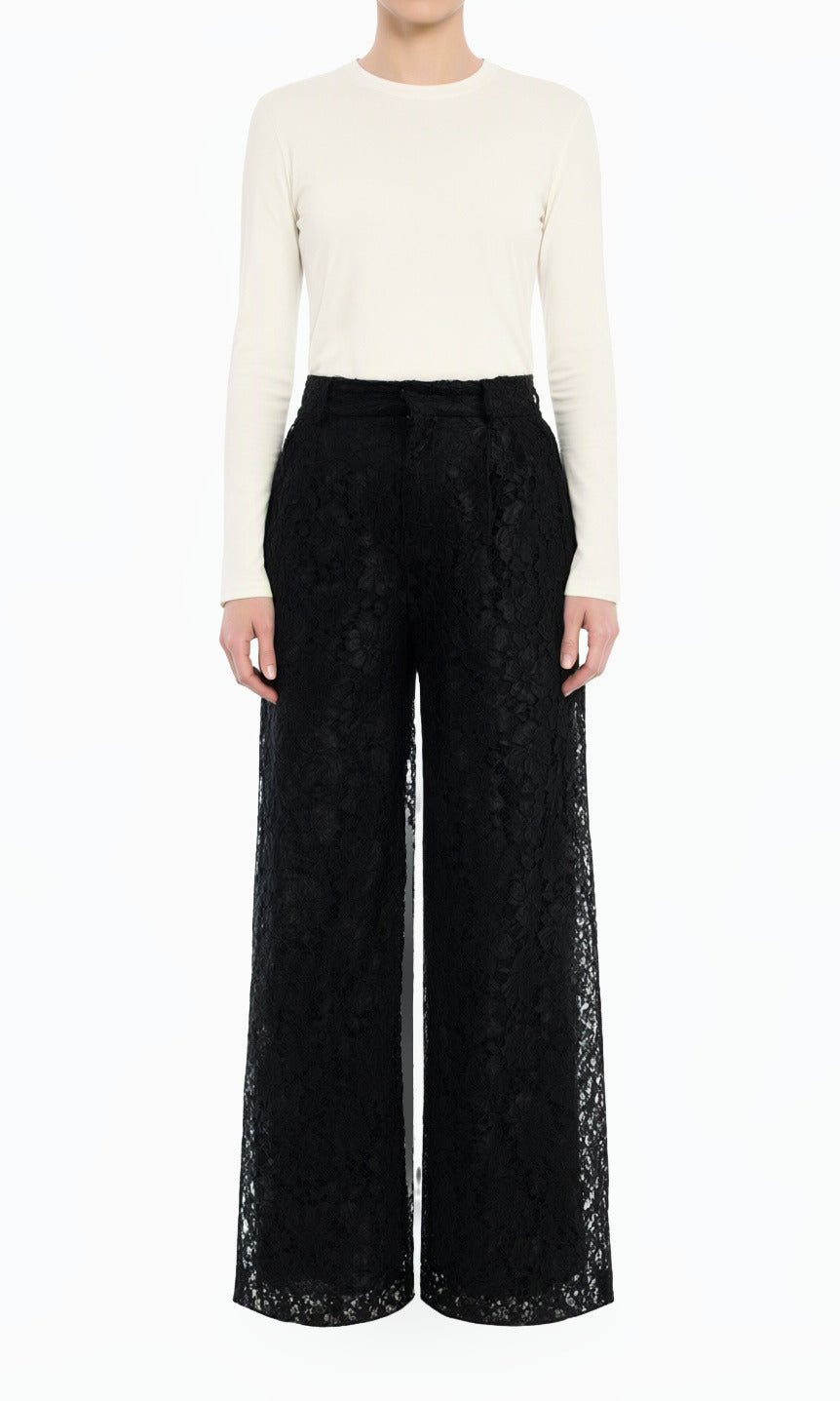 Black Lace modest trousers (Petite)