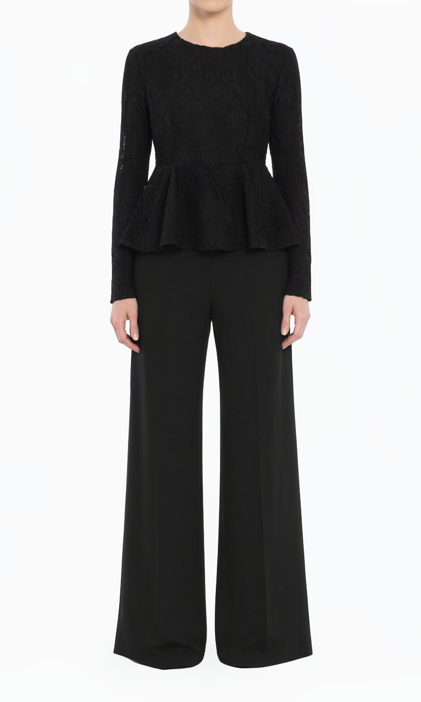 Black Lace Peplum Top