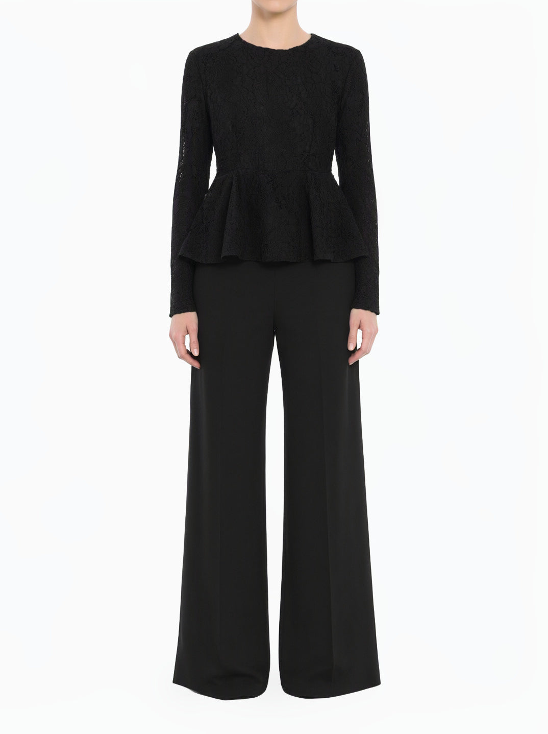 Black Lace Peplum Top