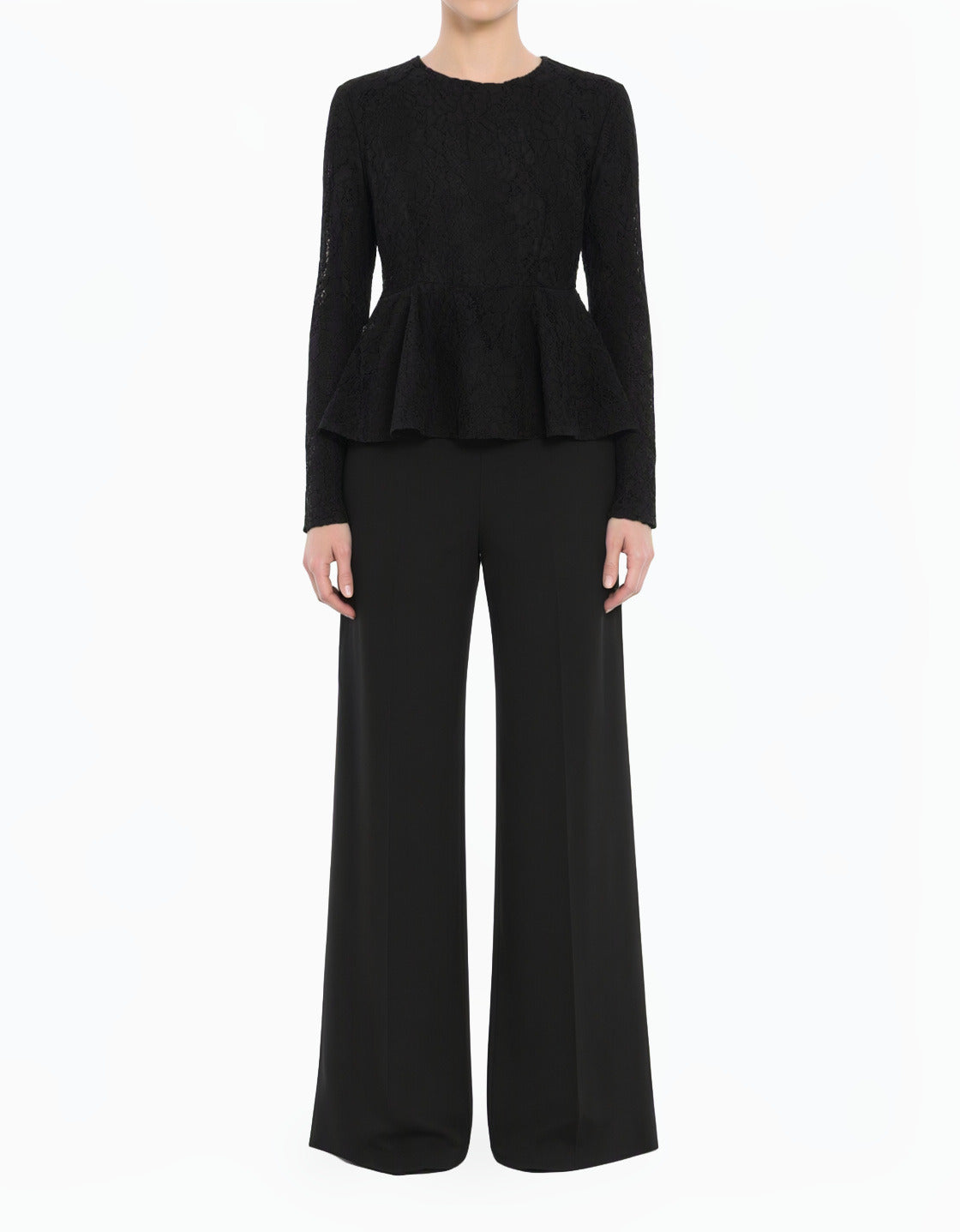 Black Lace Peplum Top