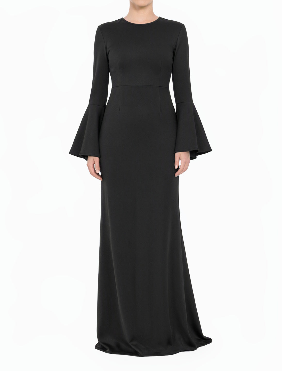 Black Modest Bell Sleeve Pencil Dress