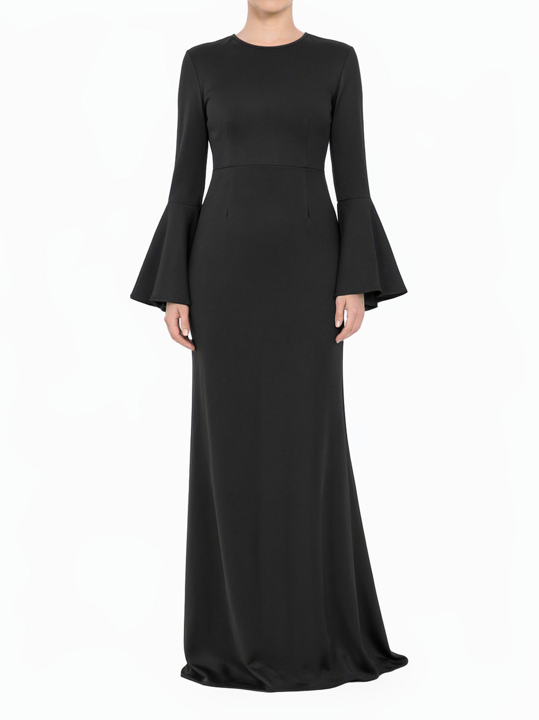 Black Modest Bell Sleeve Pencil Dress