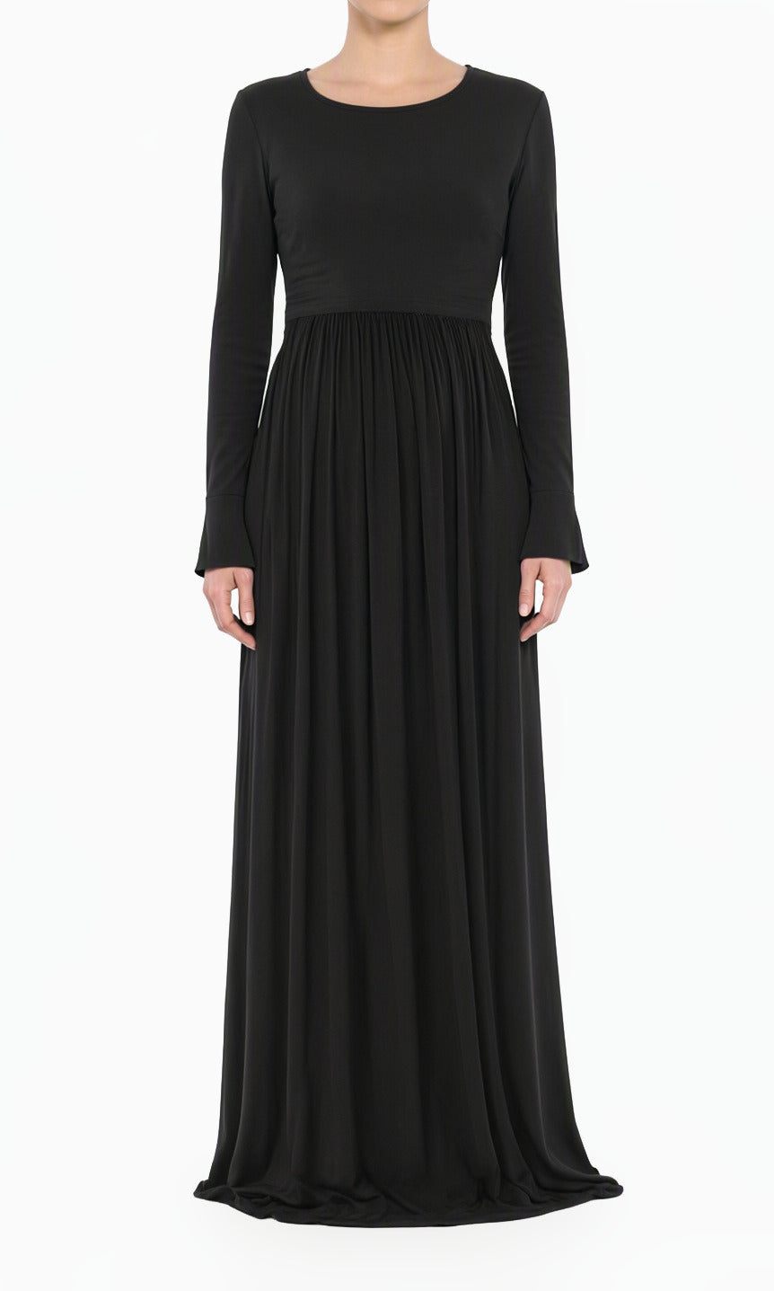 Black Nursing-Friendly Super Soft Modest Maxi Dress