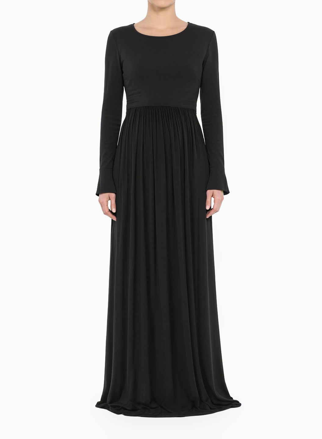 Black Nursing-Friendly Super Soft Modest Maxi Dress