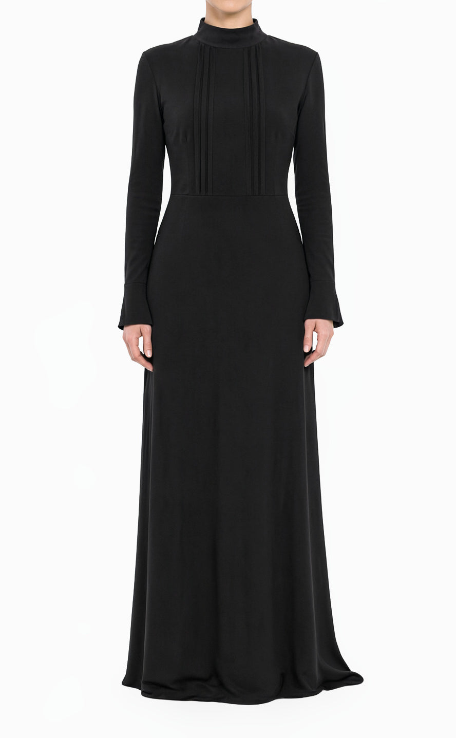 Black Pleats Wide Sleeve Modest Dress