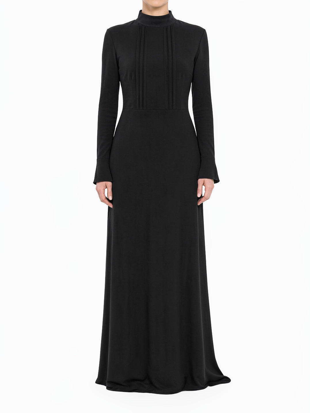 Black Pleats Wide Sleeve Modest Dress