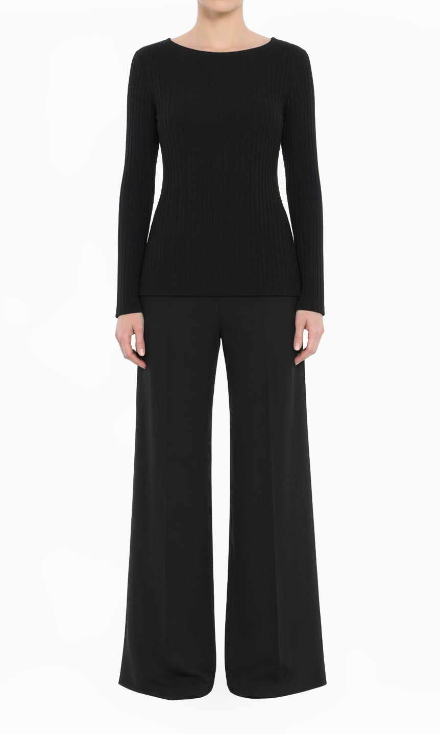 Black Ribbed Sweater Shirt