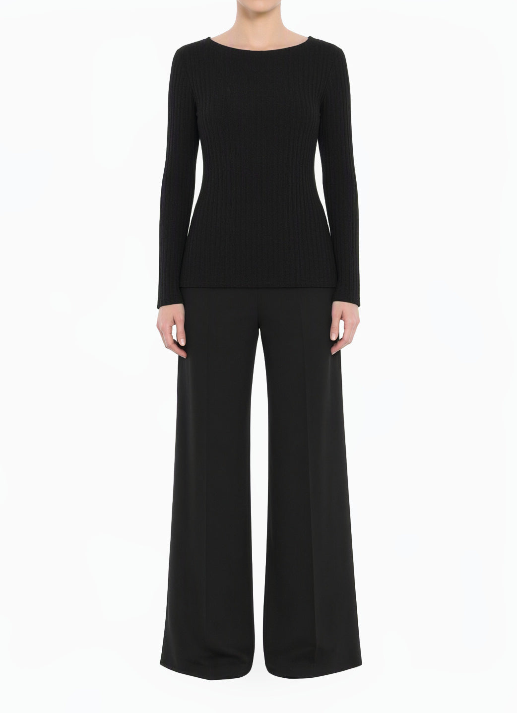 Black Ribbed Sweater Shirt