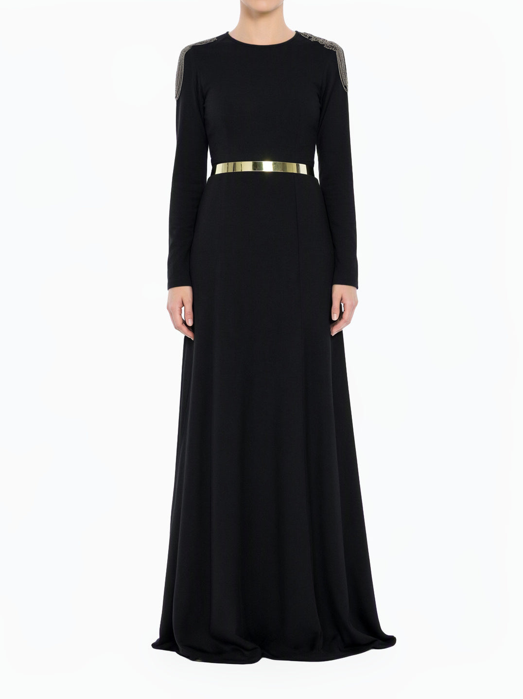 Black Shoulder Chains Modest Dress