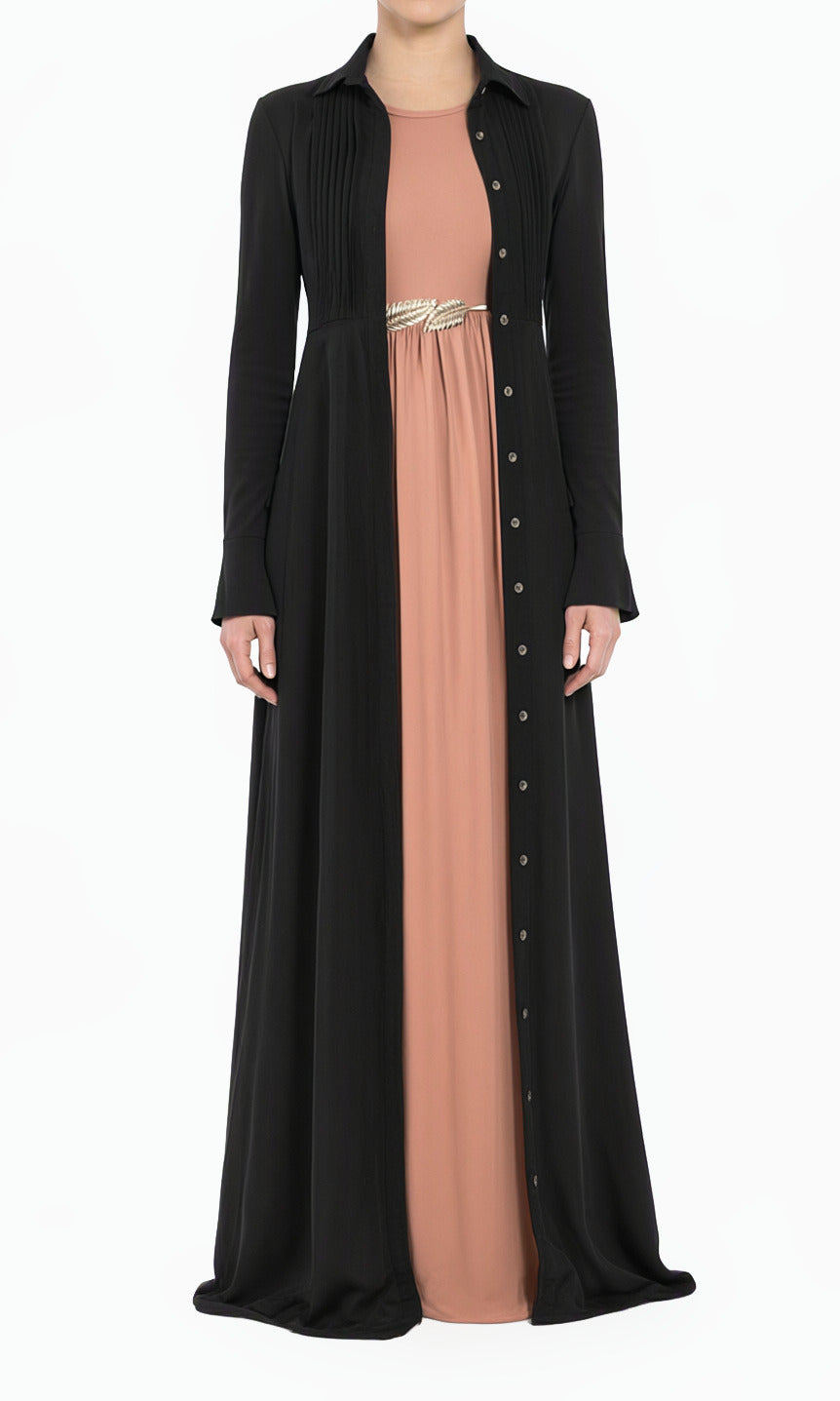 Black Tamara Button-Down Cardigan Modest Dress