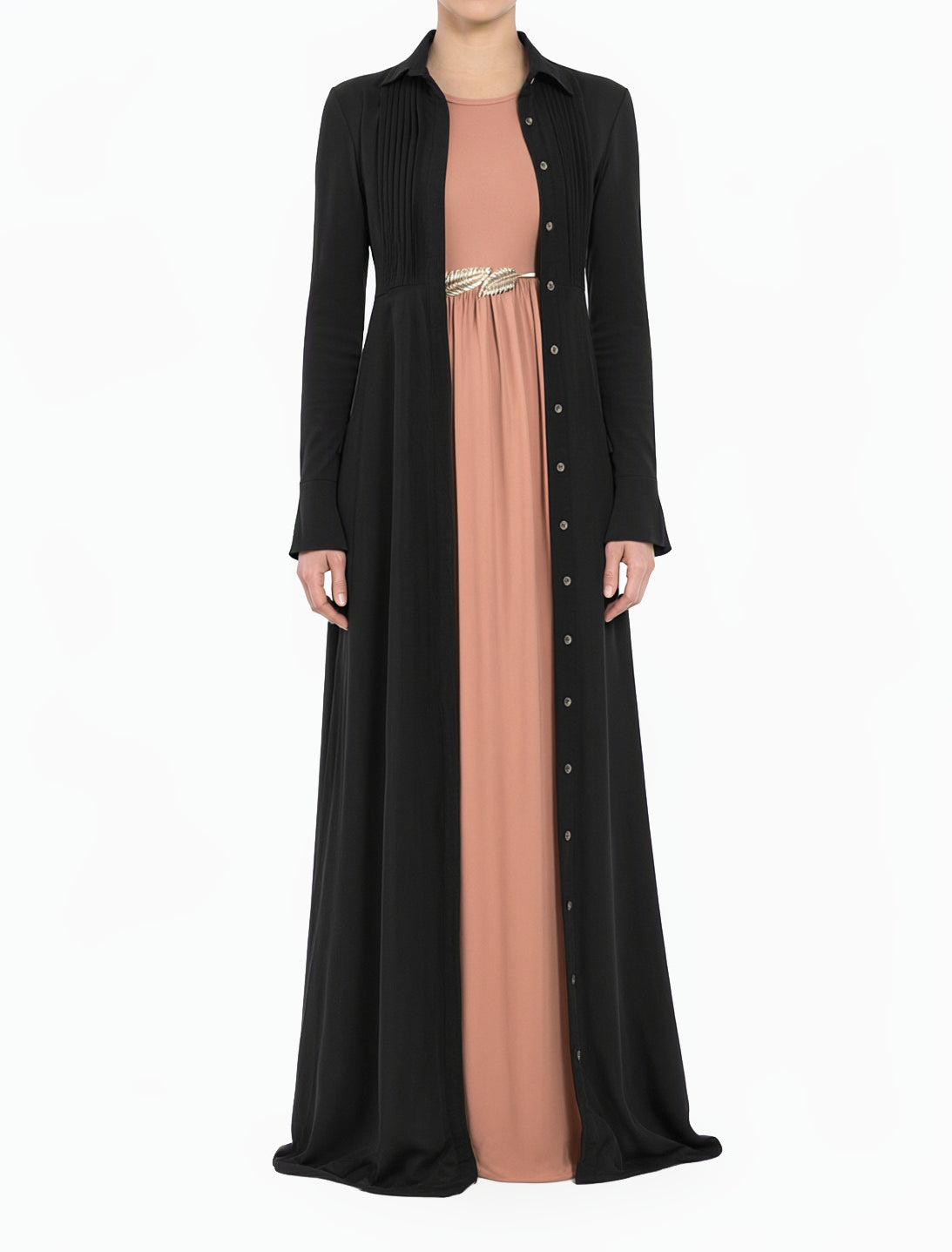 Black Tamara Button-Down Cardigan Modest Dress