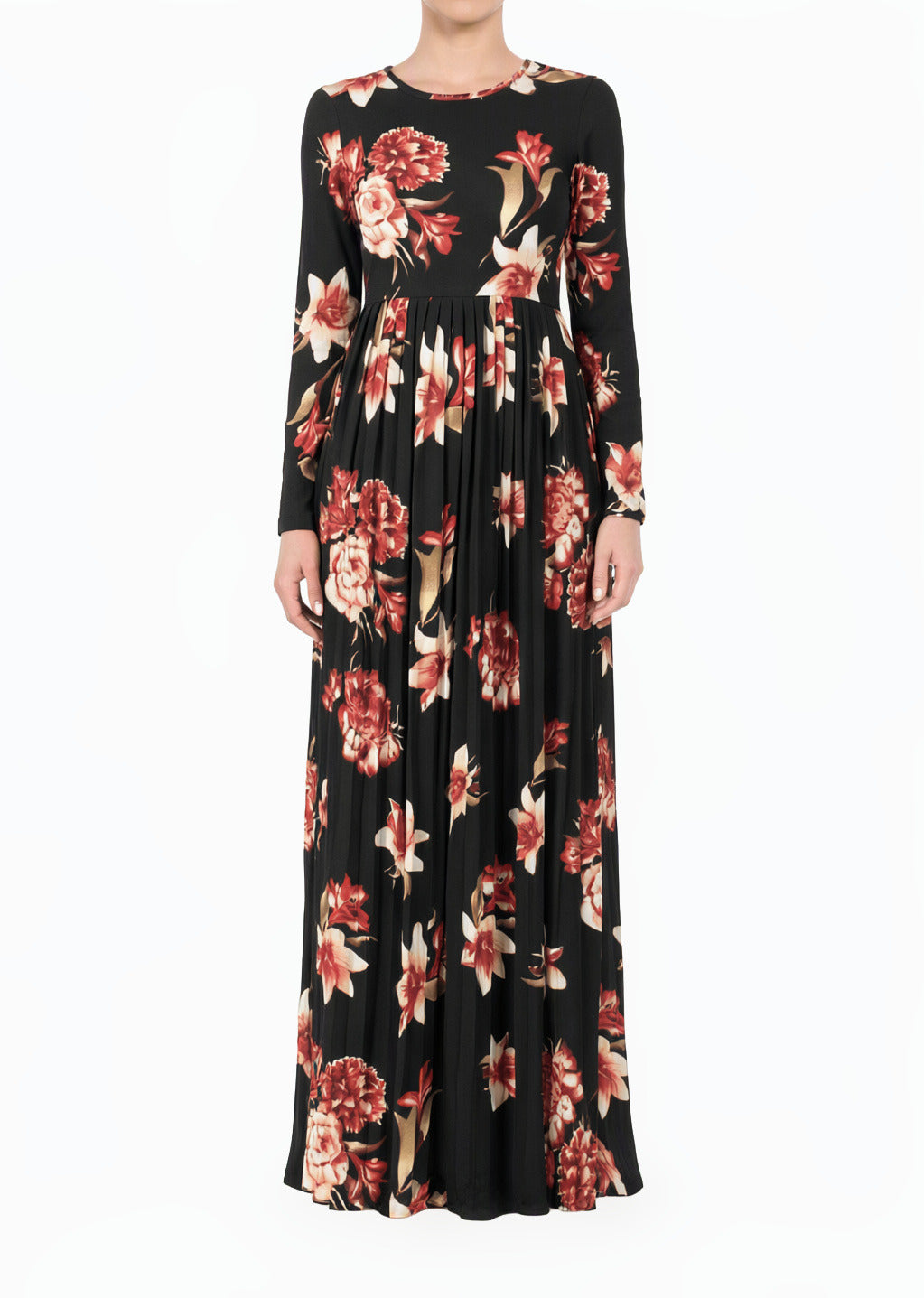 Black The Obliged Pleated Modest Maxi Dress