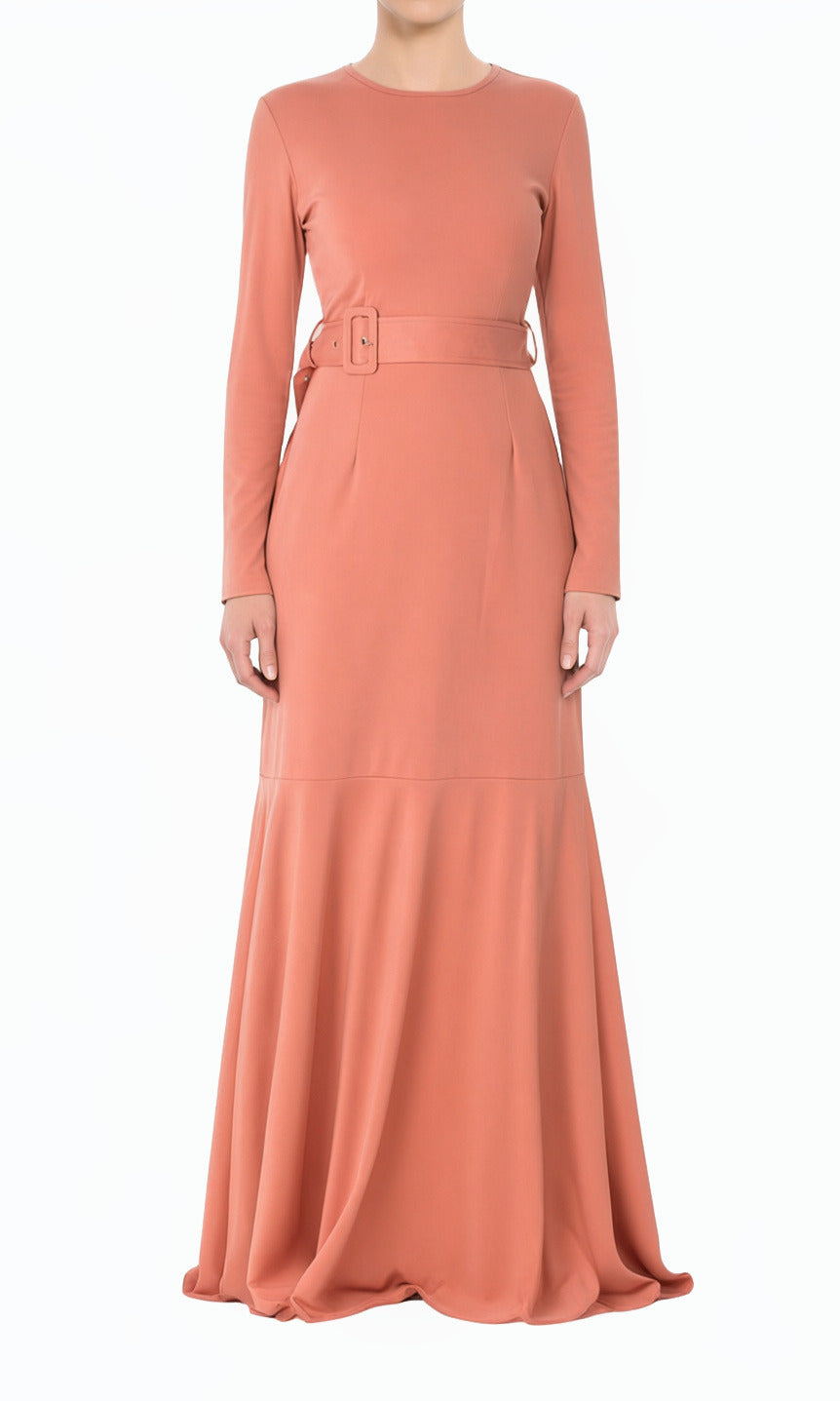Blush classic silhouette modest dress