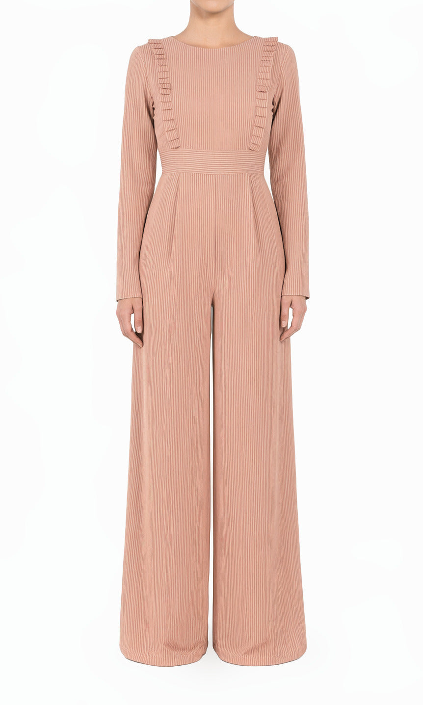 Blush stripes RUFFLES MODEST JUMPSUIT