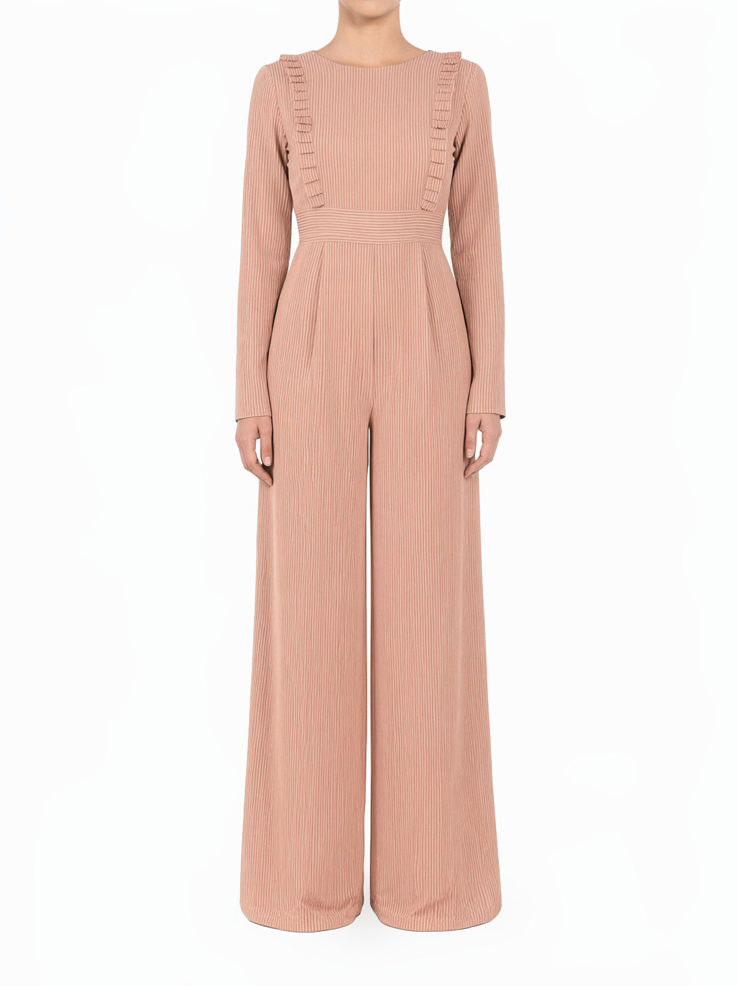 Blush stripes RUFFLES MODEST JUMPSUIT