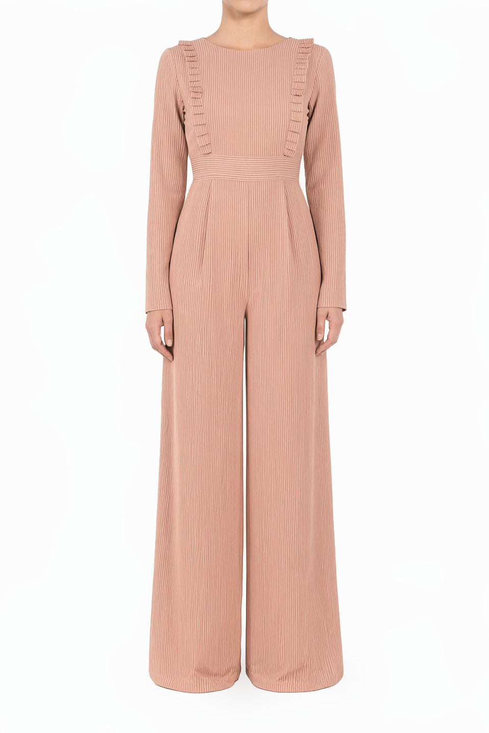Blush stripes RUFFLES MODEST JUMPSUIT