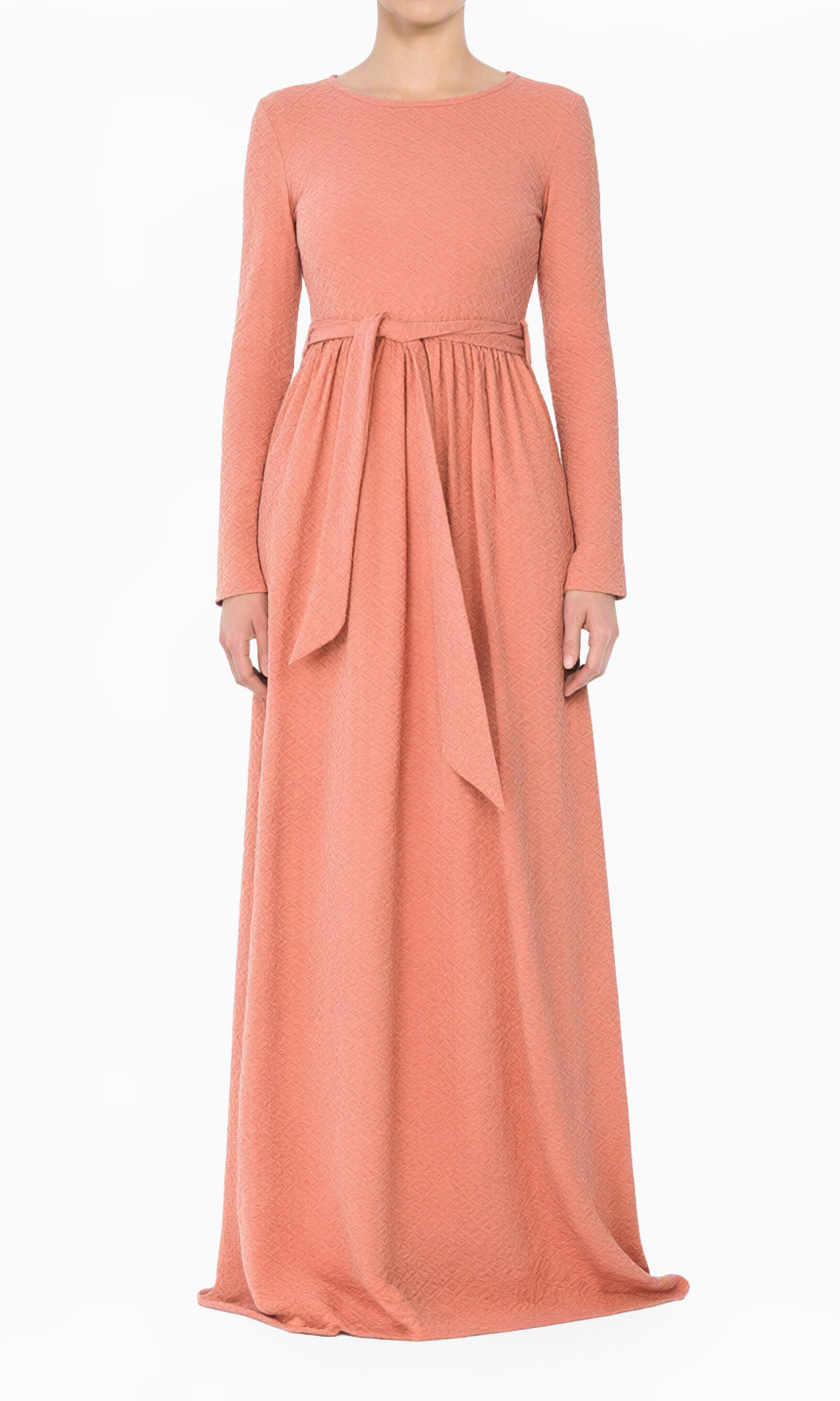 Blush Textured Ponti-Di-Roma Modest Dress