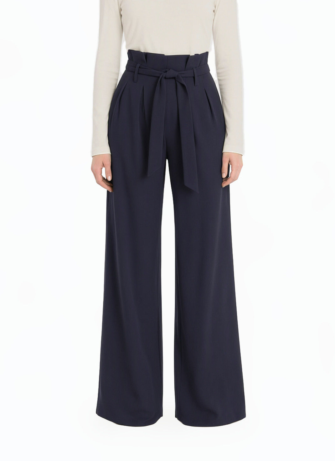 Navy Blue high waist pleats modest trousers