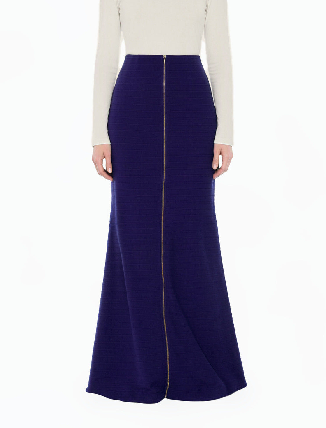 Midnight Blue Zipper Pencil Skirt