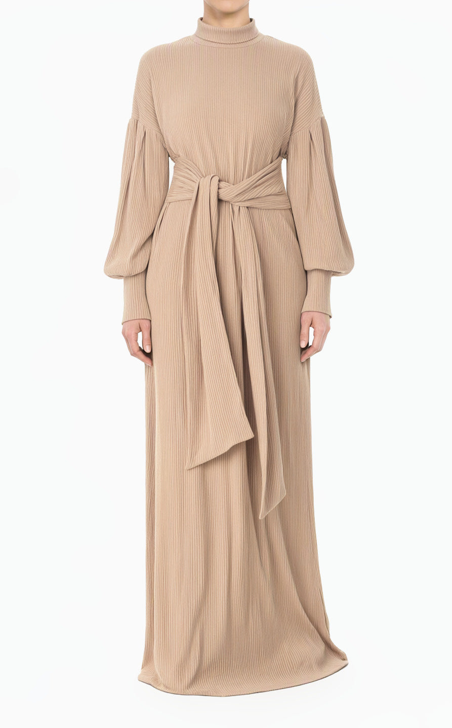 Chia Ribbed-Knit Turtleneck Sweater Modest Dress