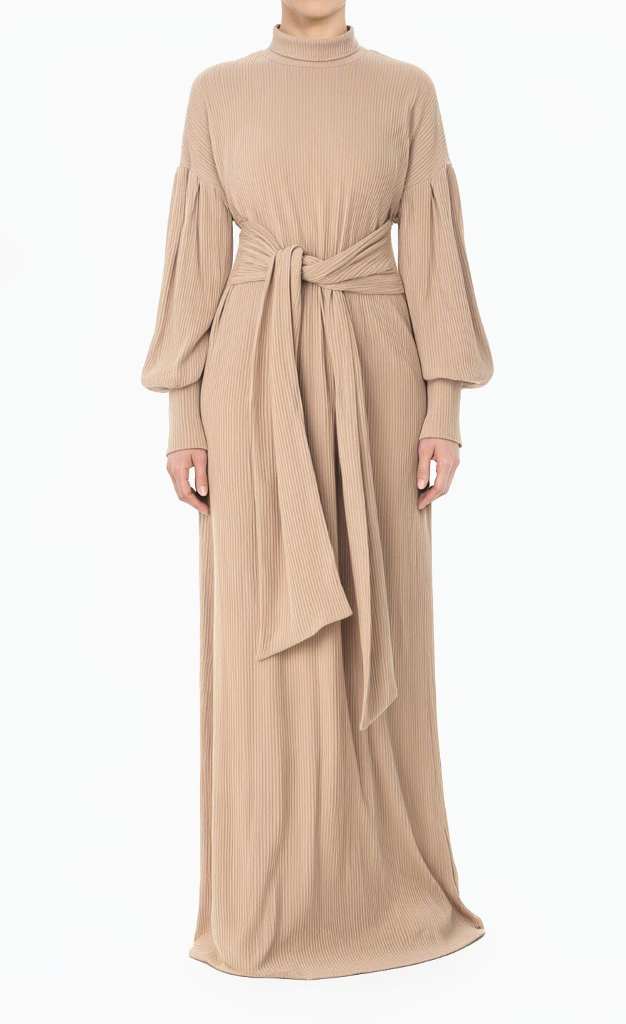 Chia Ribbed-Knit Turtleneck Sweater Modest Dress