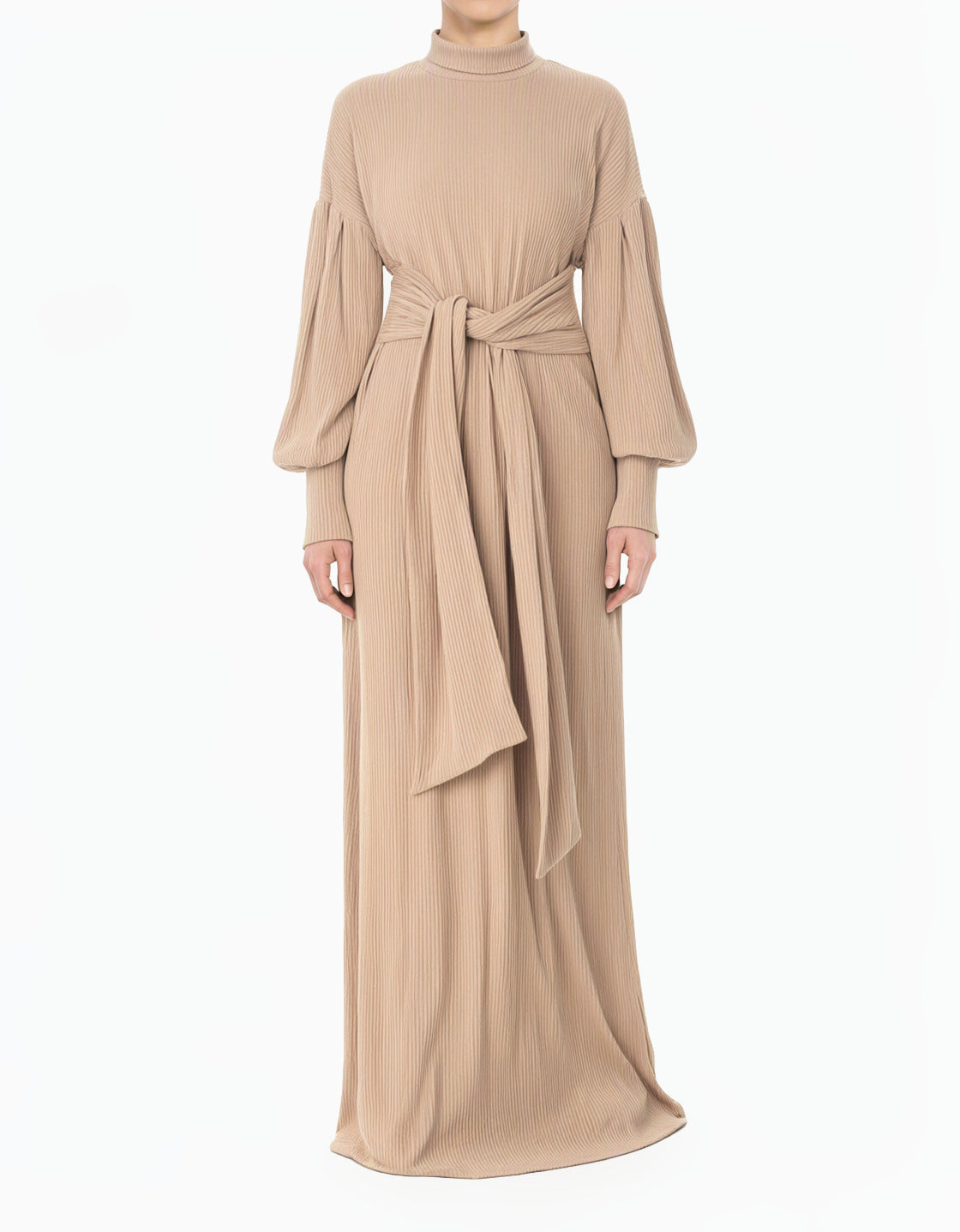 Chia Ribbed-Knit Turtleneck Sweater Modest Dress