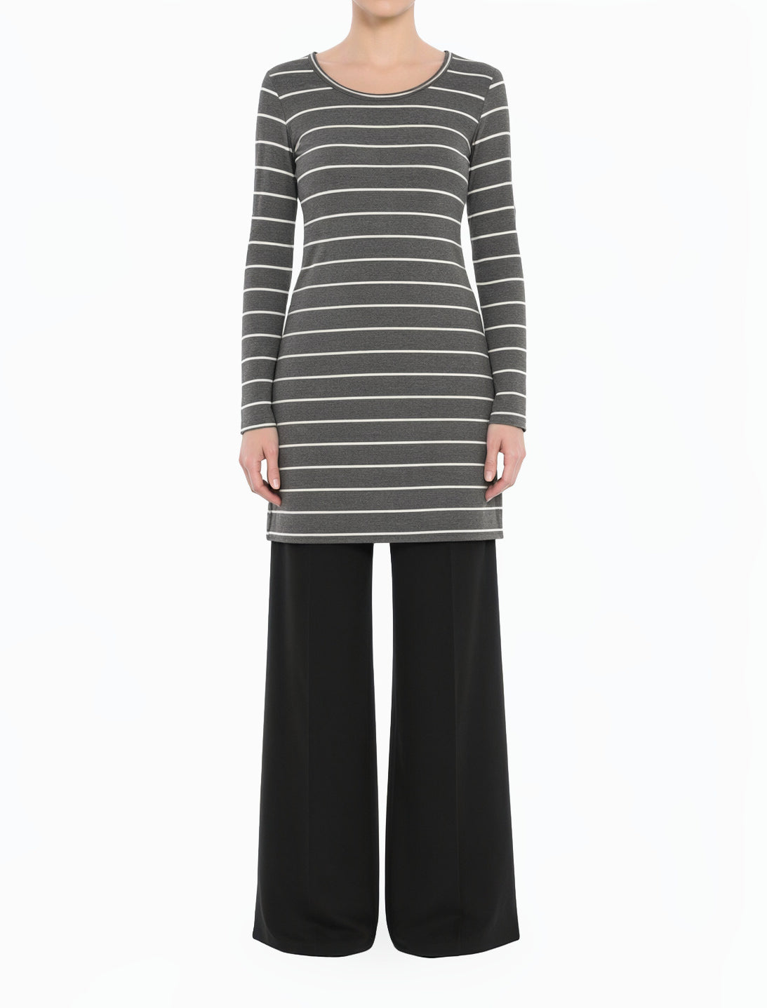 Gray Cotton-striped midi top