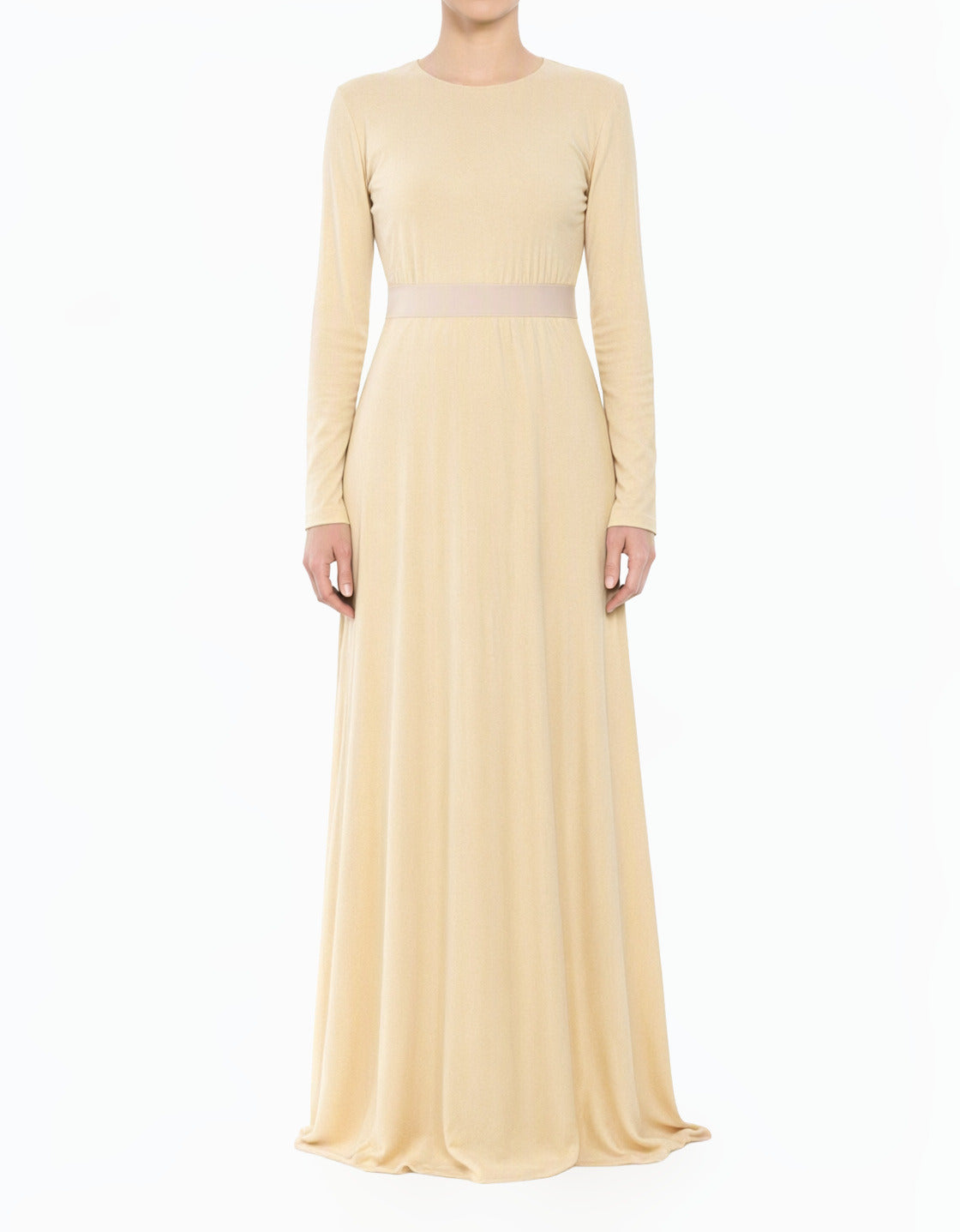 Cream Blush Mesh Modest Maxi Dress!