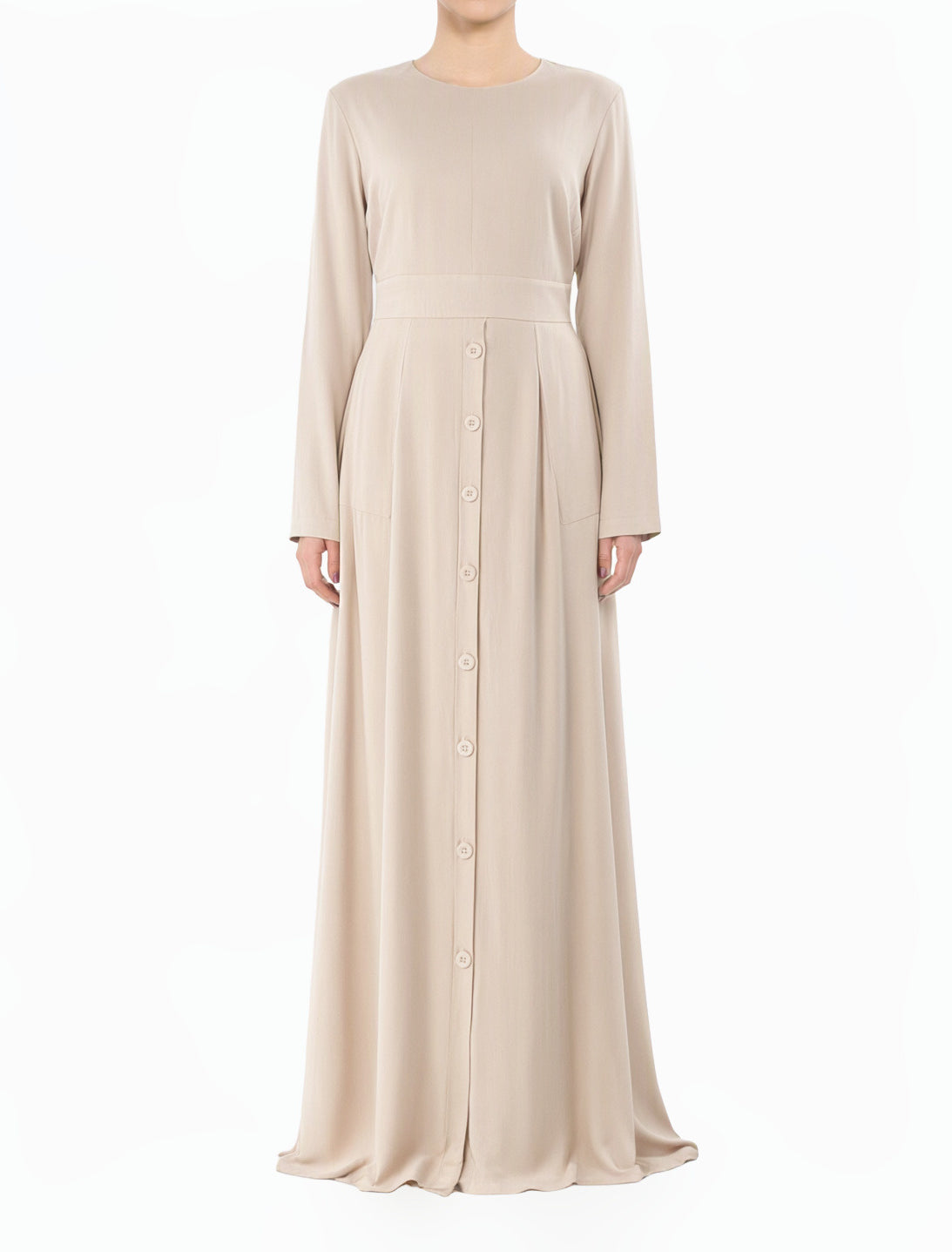 Cream Manal button down Modal modest maxi dress