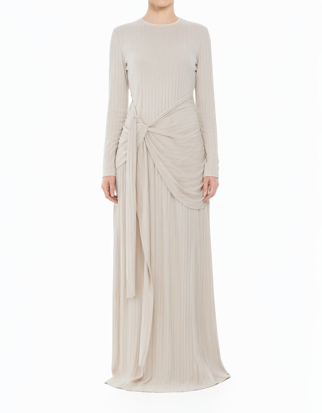 Cream Soft Ribbed Stunning Modest Maxi Dress