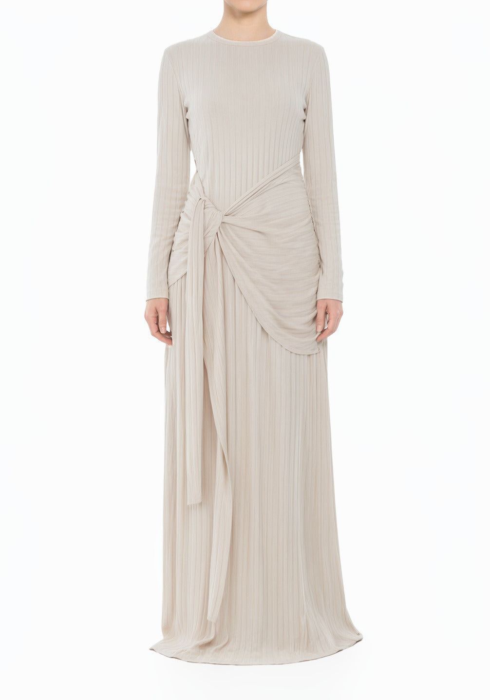 Cream Soft Ribbed Stunning Modest Maxi Dress