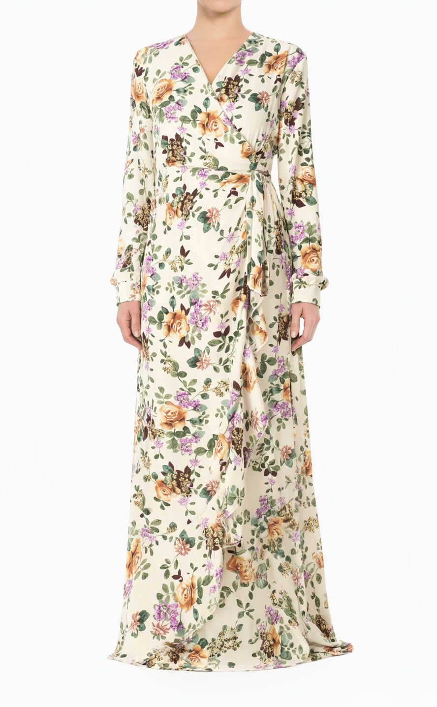Dalila floral print wrapped maxi dress