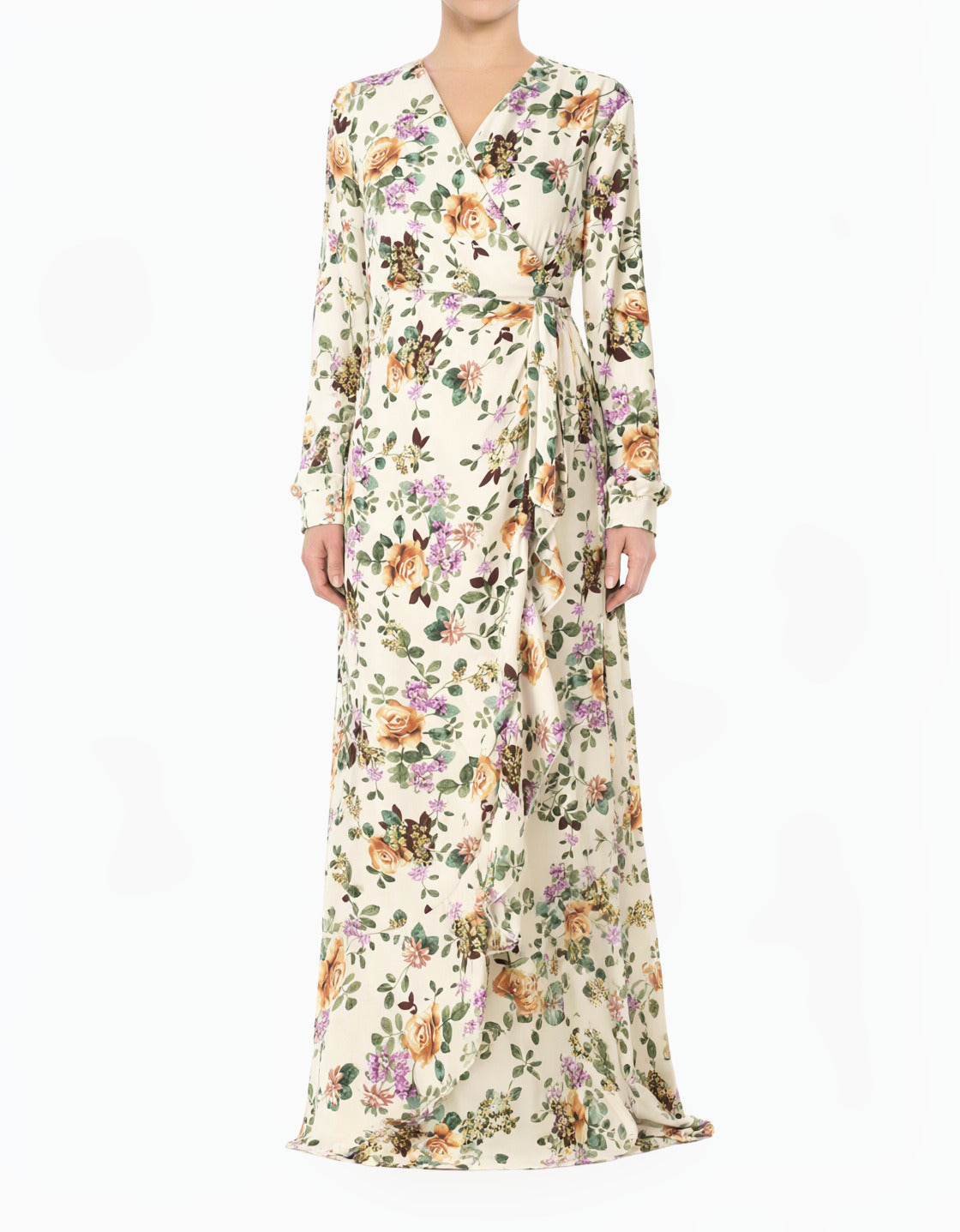 Dalila floral print wrapped maxi dress