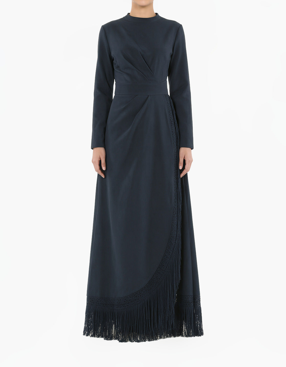 Deep Navy Fringe Queen Modest Maxi Dress