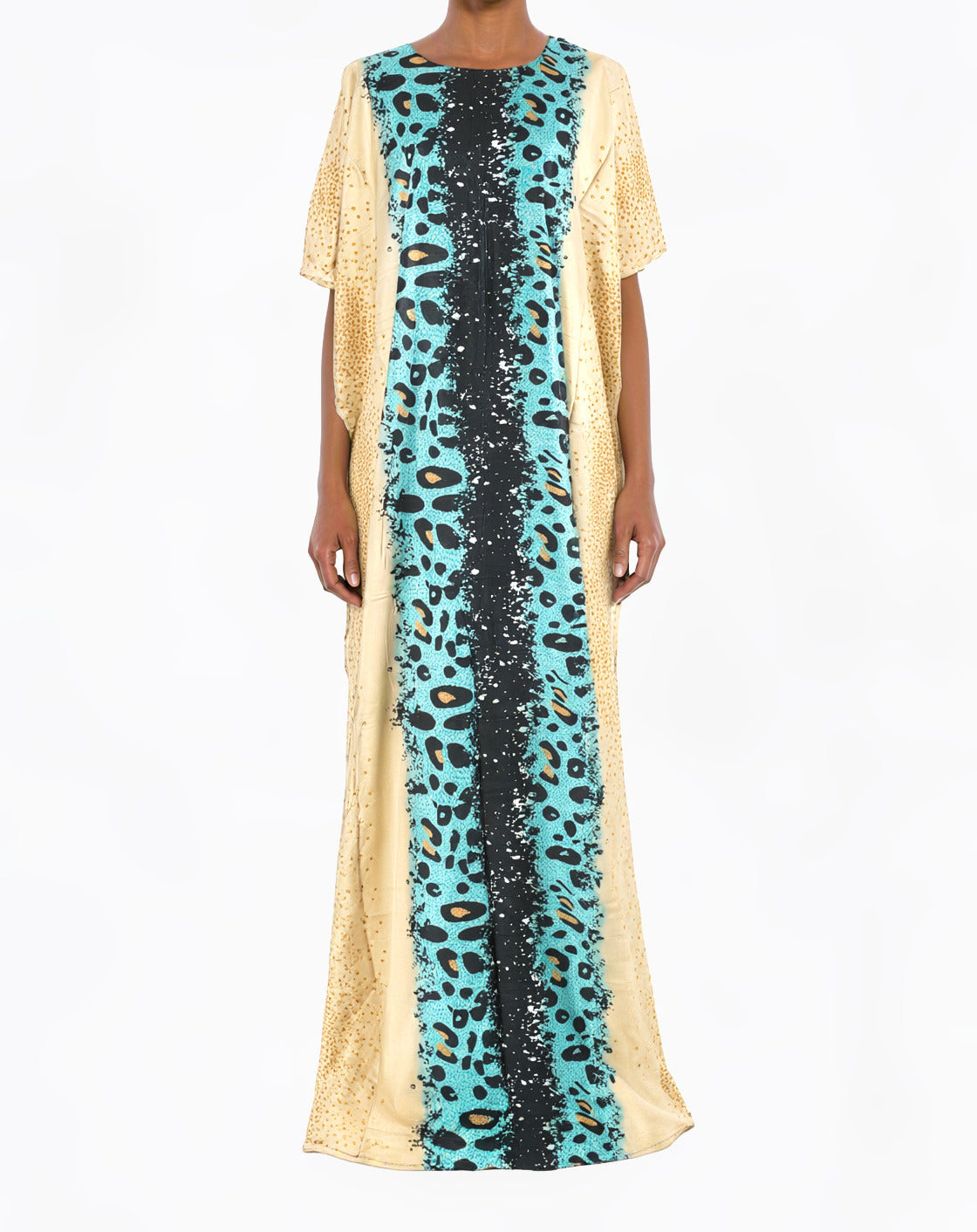 deep teal/Tan Leopard splash Bati Dress