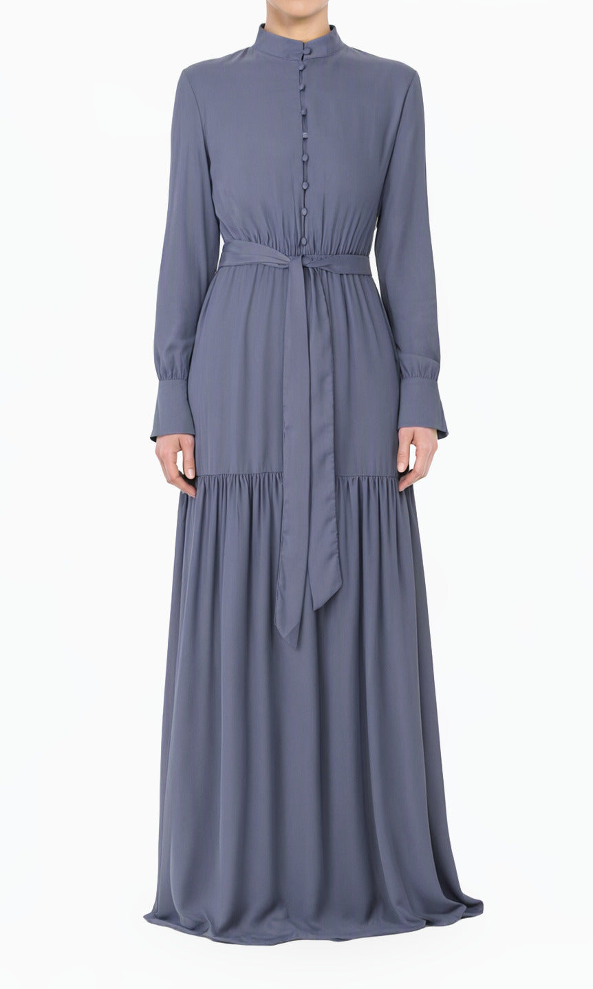 Denim Blue New Dress in Town Modest Long Sleeve Maxi