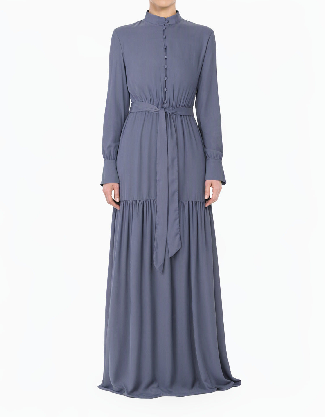 Denim Blue New Dress in Town Modest Long Sleeve Maxi