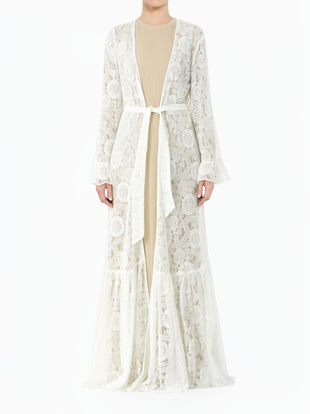 White Maxi cardigan Dream lace maxi ruffle