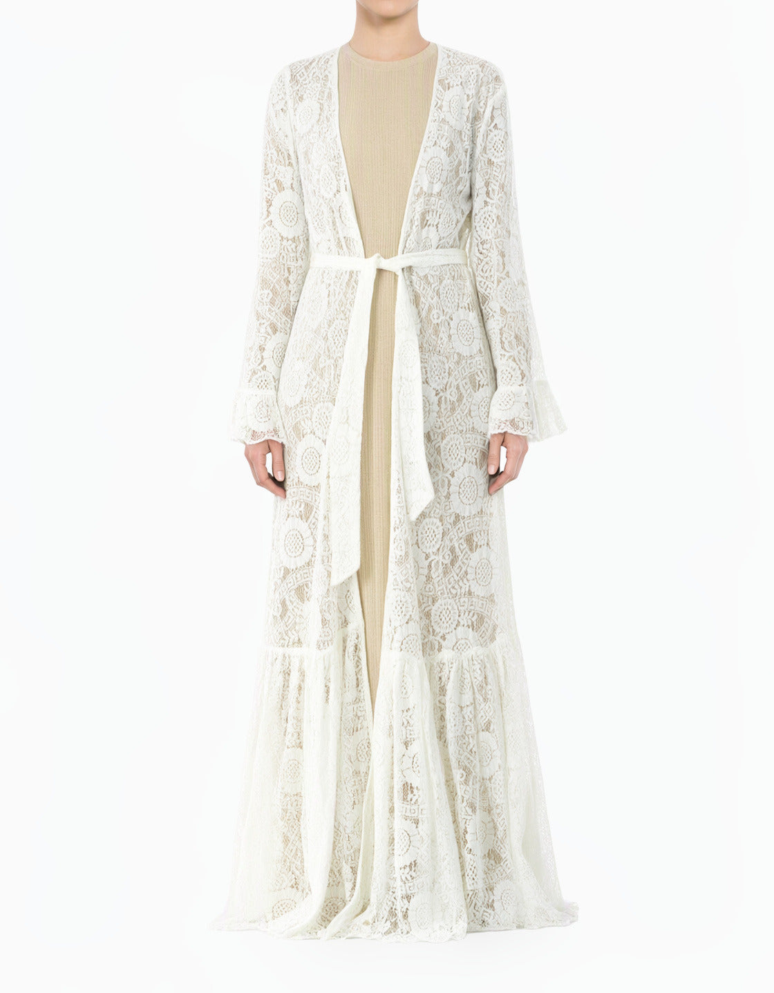 White Maxi cardigan Dream lace maxi ruffle