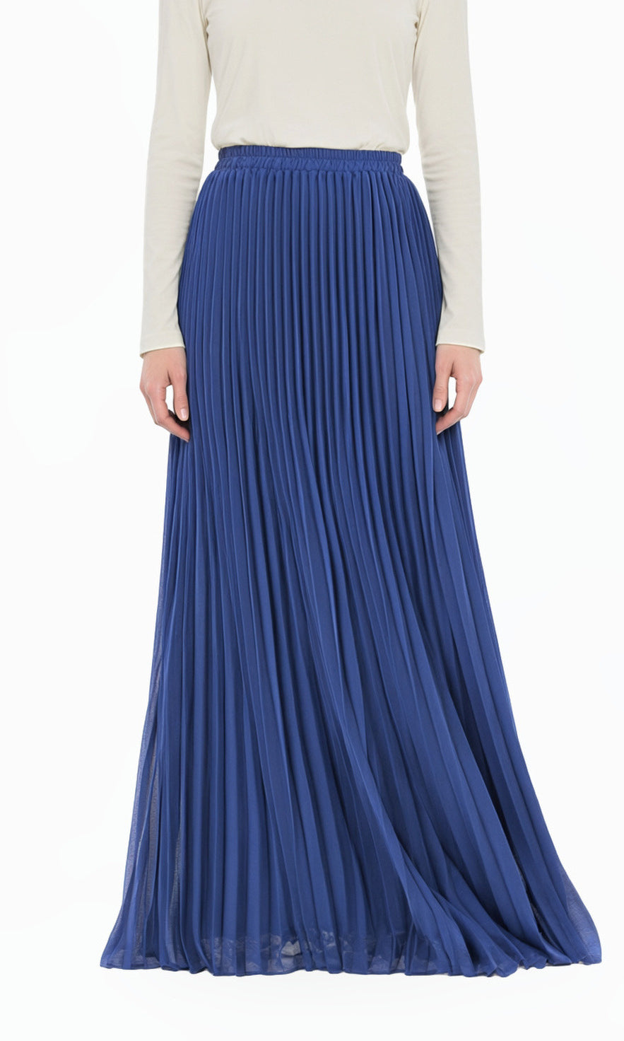 Dusty Blue Pleated Modest Maxi Skirt