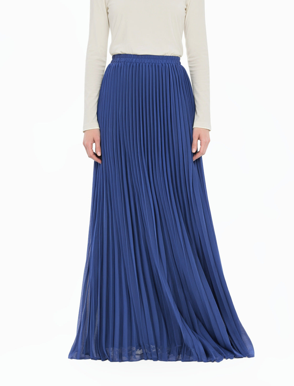 Dusty Blue Pleated Modest Maxi Skirt